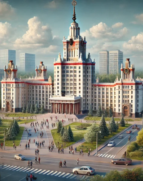 DALL·E 2024-12-11 14.40.09 - A realistic depiction of Bauman Moscow State Technical University in Russia, showcasing its classic academic building with a modern touch, surrounded