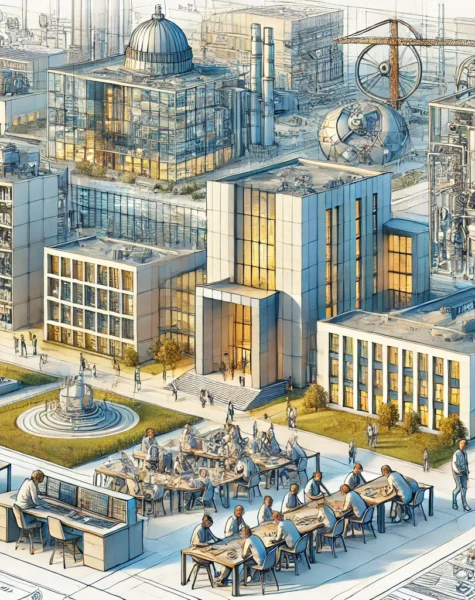 DALL·E 2024-12-11 17.50.37 - A detailed image of Czech Technical University in Prague, showcasing modern architecture, students engaging in discussions, and high-tech engineering